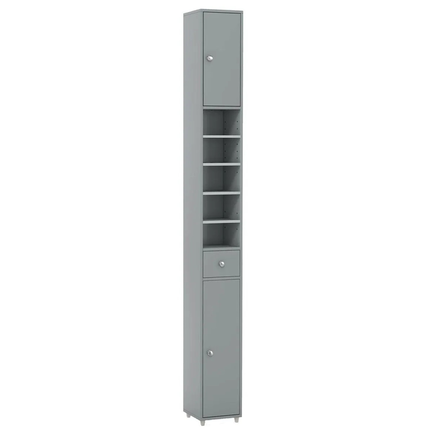Costway Badschrank Hochschrank Schmal mit Verstellbaren Regalen Hellgrau