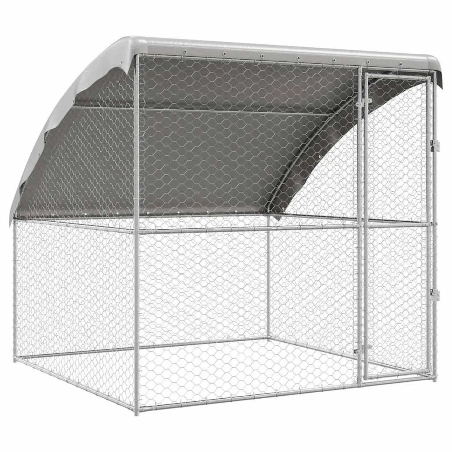 vidaXL Hundekäfig mit Speicher Silber 2 x 2 x 2 m Verzinkter Stahl 42008377