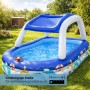 Bestway Family Pool mit Sonnendach Sea Captain, 213x155x132 cm, im Garten.