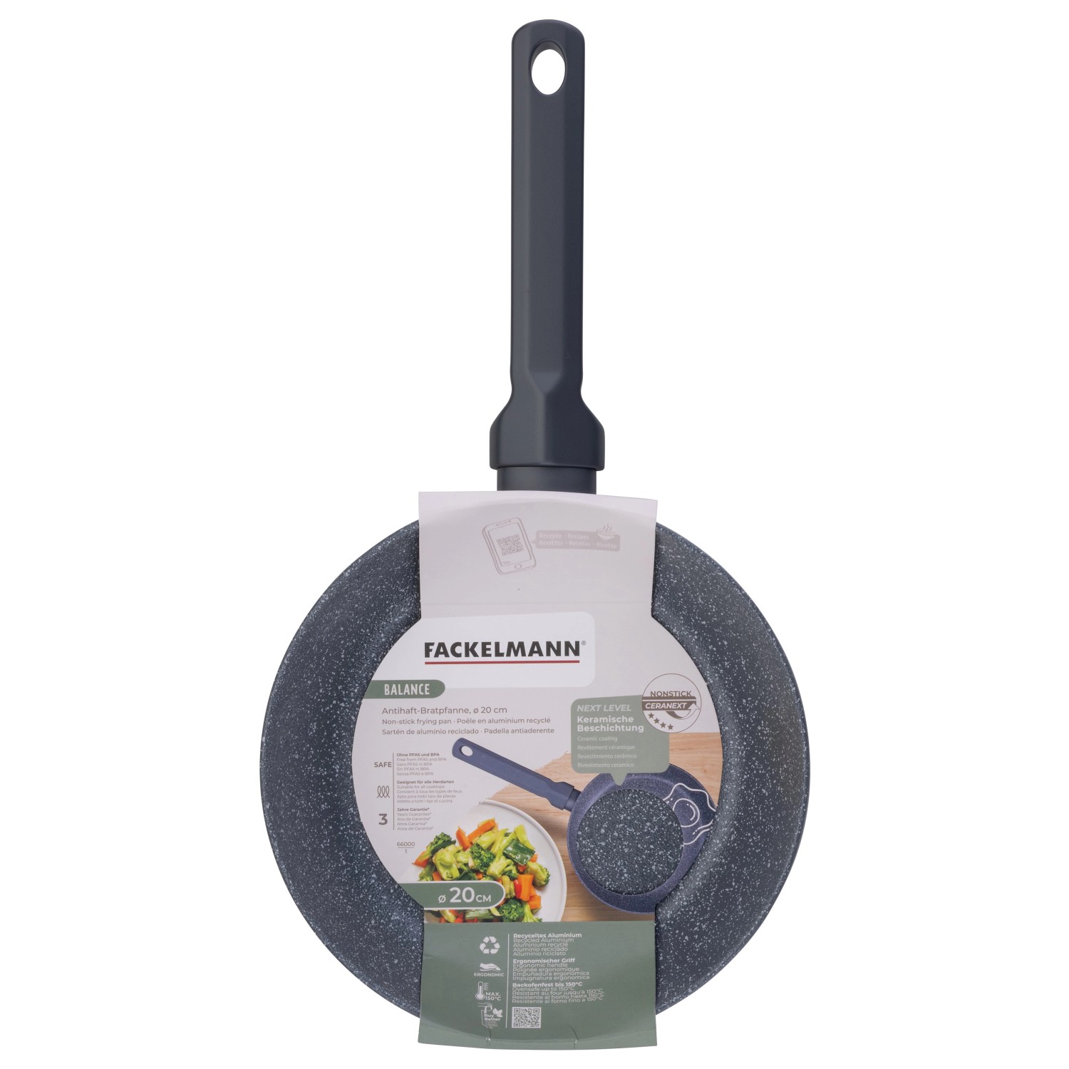 Fackelmann Pfanne Balance, 20 cm, mit Keramikbeschichtung und ergonomischem Griff.