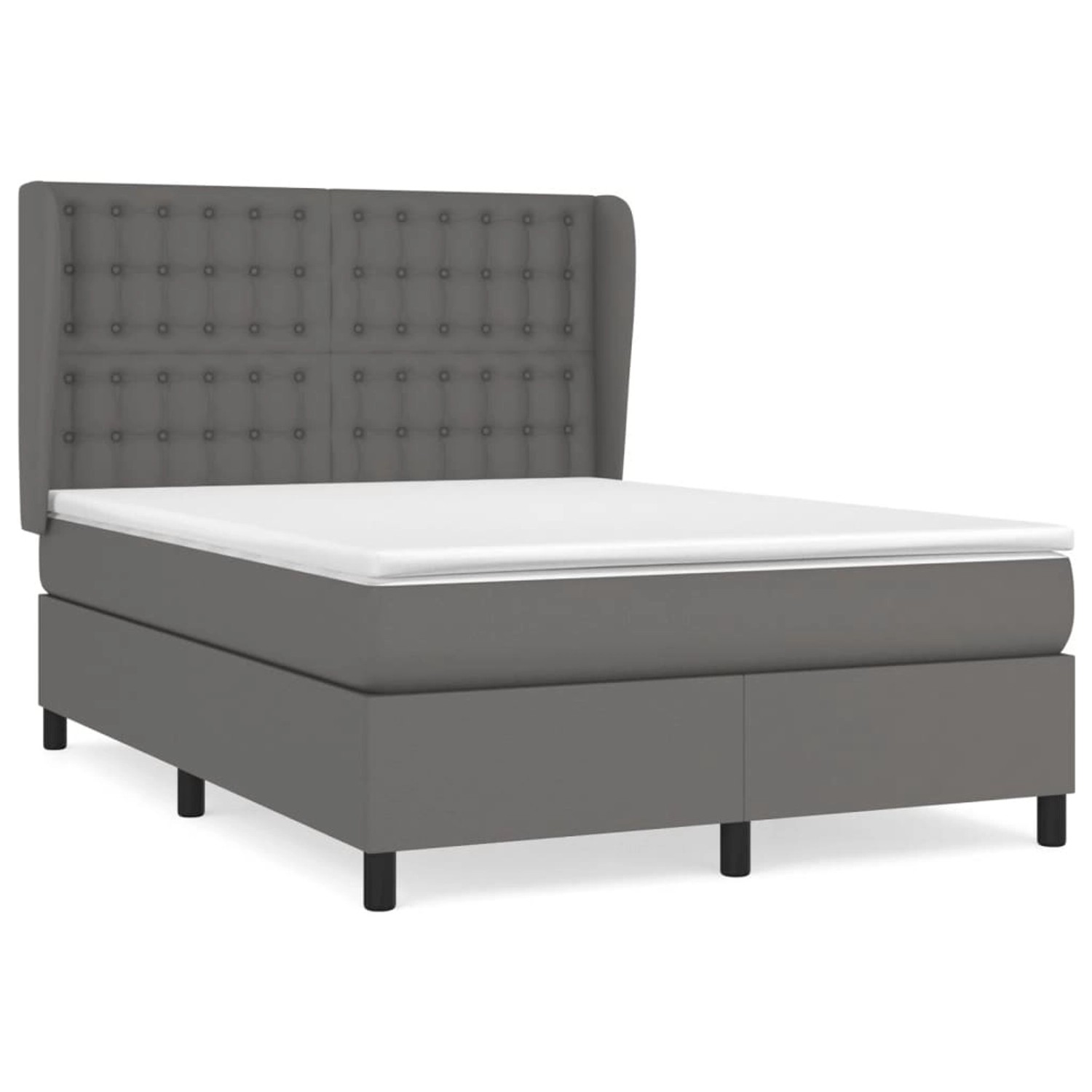 vidaXL Boxspringbett mit Matratze Grau 140x190 cm Kunstleder1466760 günstig online kaufen