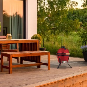 Relaxdays Kamado Grill Keramik Rot Mit Thermometer 56,5 cm x 43 cm x 46 cm 22 kg