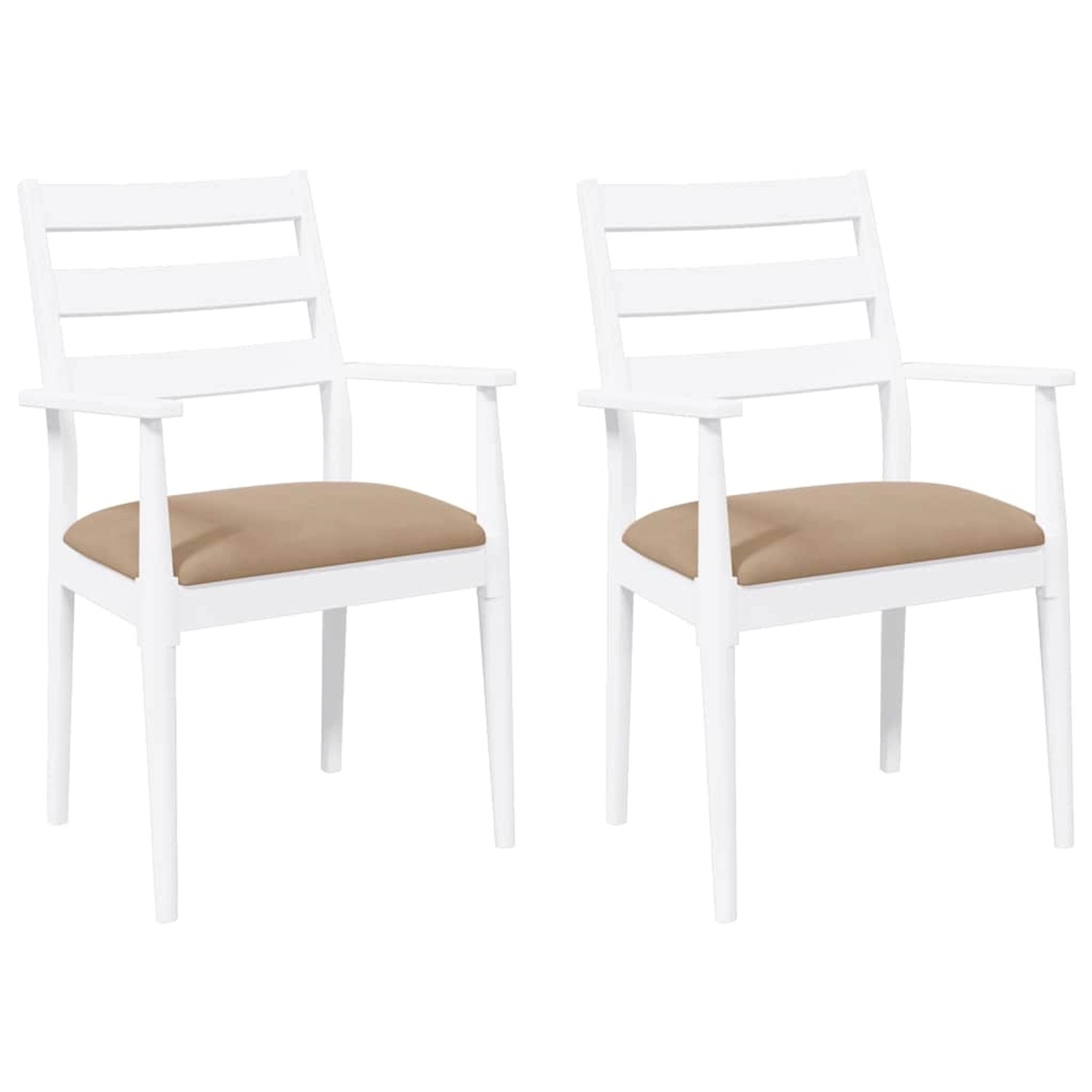 vidaXL Esszimmerstühle mit Kissen 2 Stk Weiß Massivholz Gummibaum 4102475 günstig online kaufen