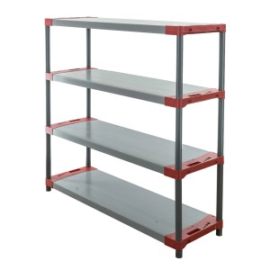 Graues PROREGAL Kunststoffregal Grey Bear mit 4 Böden, Fachlast 70kg. Ideal für Keller und Garage.