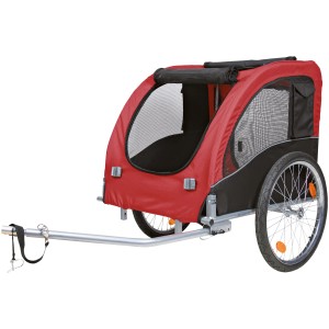 Trixie Fahrradanhänger in Schwarz-Rot, 75x86x80/145 cm, für Hunde. Sicherer Transport für Vierbeiner.