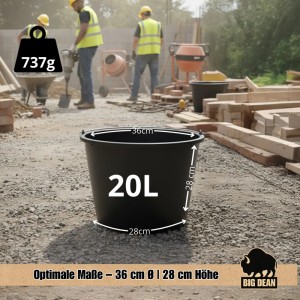 BigDean Baueimer 20 Liter Mit Skala Made In Europe