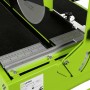 Zipper Fliesenschneidmaschine ZI-FS250-1200: Grünes Schneidaggregat mit Diamantscheibe, Lineal und 45° Winkelverstellung für präzise Fliesenschnitte.