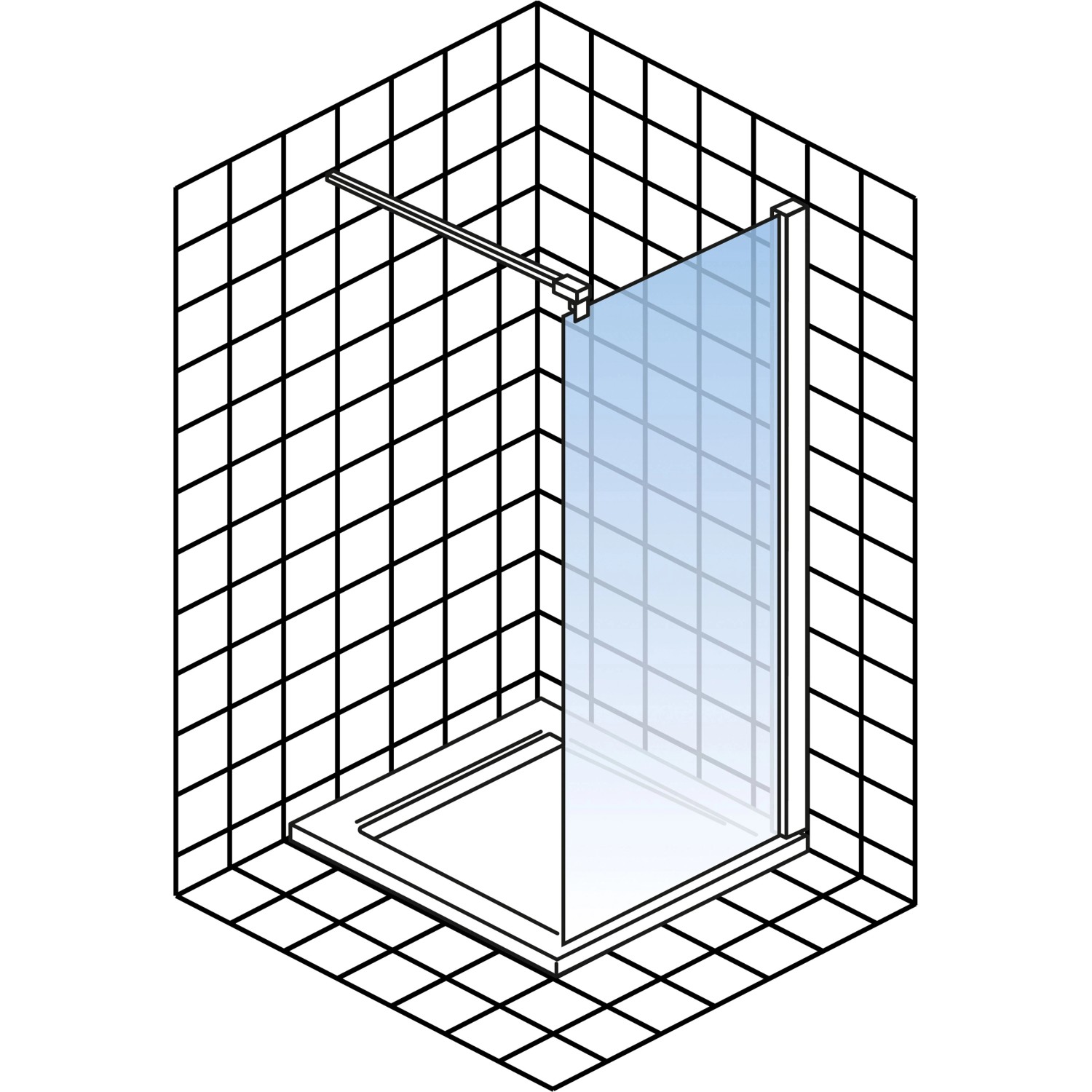 Schulte Walk In Duschwand Alexa Style 2.0 in Goldoptik, 100x200 cm, mit Stabilisationsbügel.