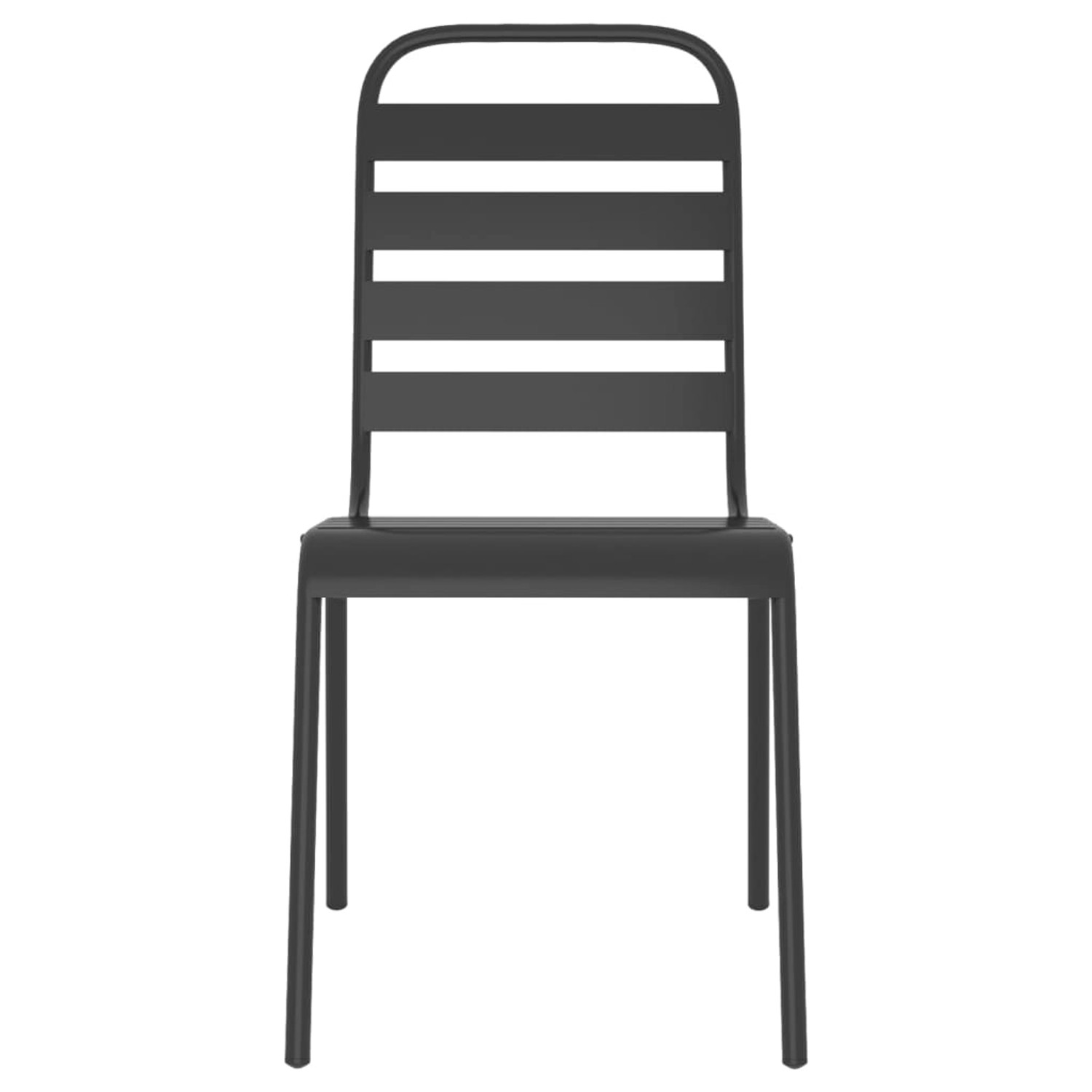 Anthrazitfarbener Gartenstuhl aus Stahl, Teil der 7-tlg. vidaXL Essgruppe.