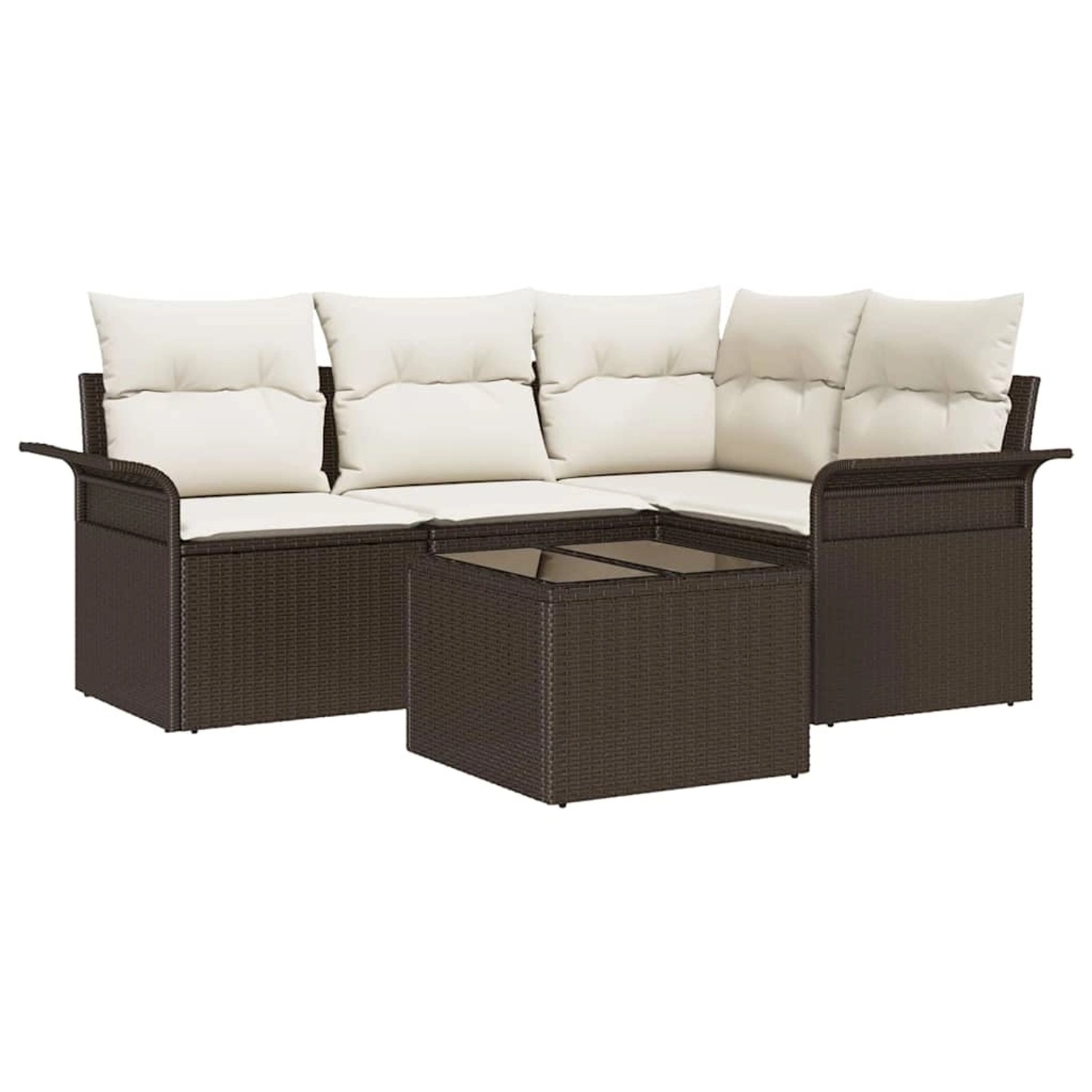vidaXL Garten-Sofa-Set mit Kissen mit Speicher 5-Tlg Braun Poly Rattan 3354 günstig online kaufen