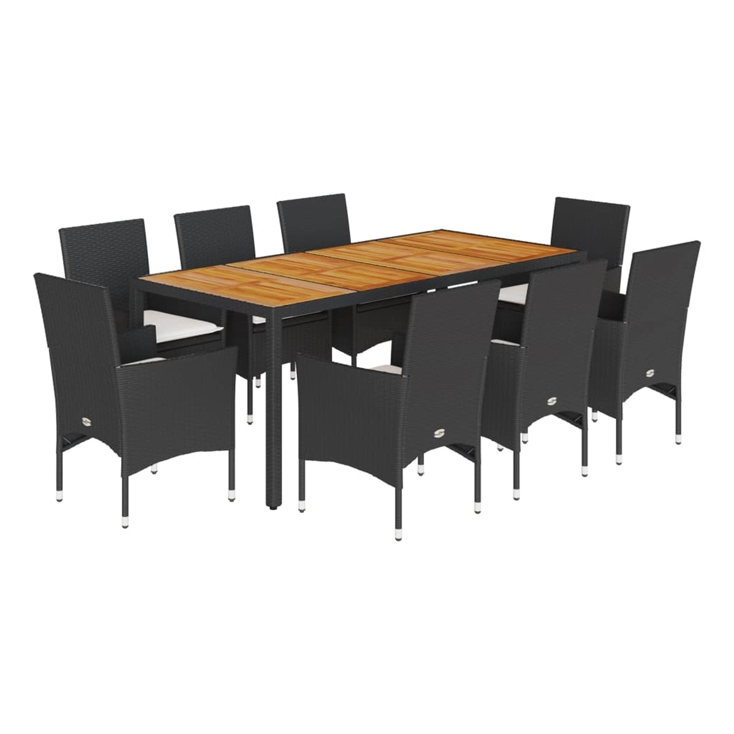 vidaXL 9-Tlg Garten-Essgruppe mit Kissen Schwarz Poly Rattan Akazie 3278668 günstig online kaufen