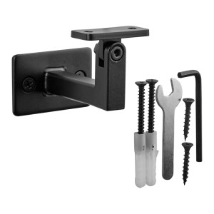 SOTECH Handlaufhalter Stahl schwarz, verstellbar für eckige Handläufe. Inkl. Schrauben & Dübel. Treppenzubehör.