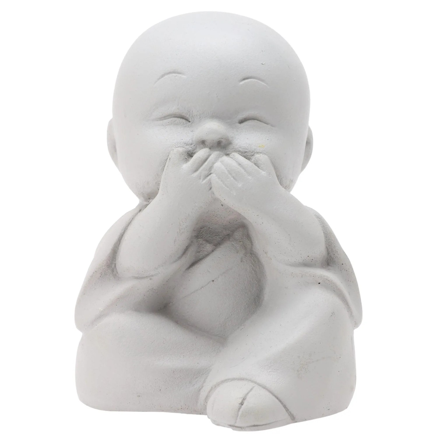 Beton Buddha Figur, 7,5 cm, "Sprich kein Übel", Deko für Wohnraum & Garten.