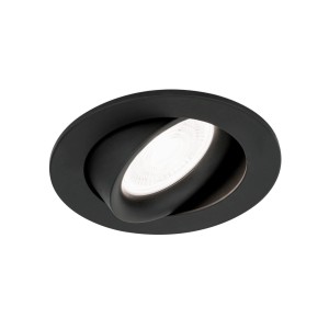 Schwarzer Orion Einbaustrahler aus Aluminium, schwenkbar, für GU10 Leuchtmittel.