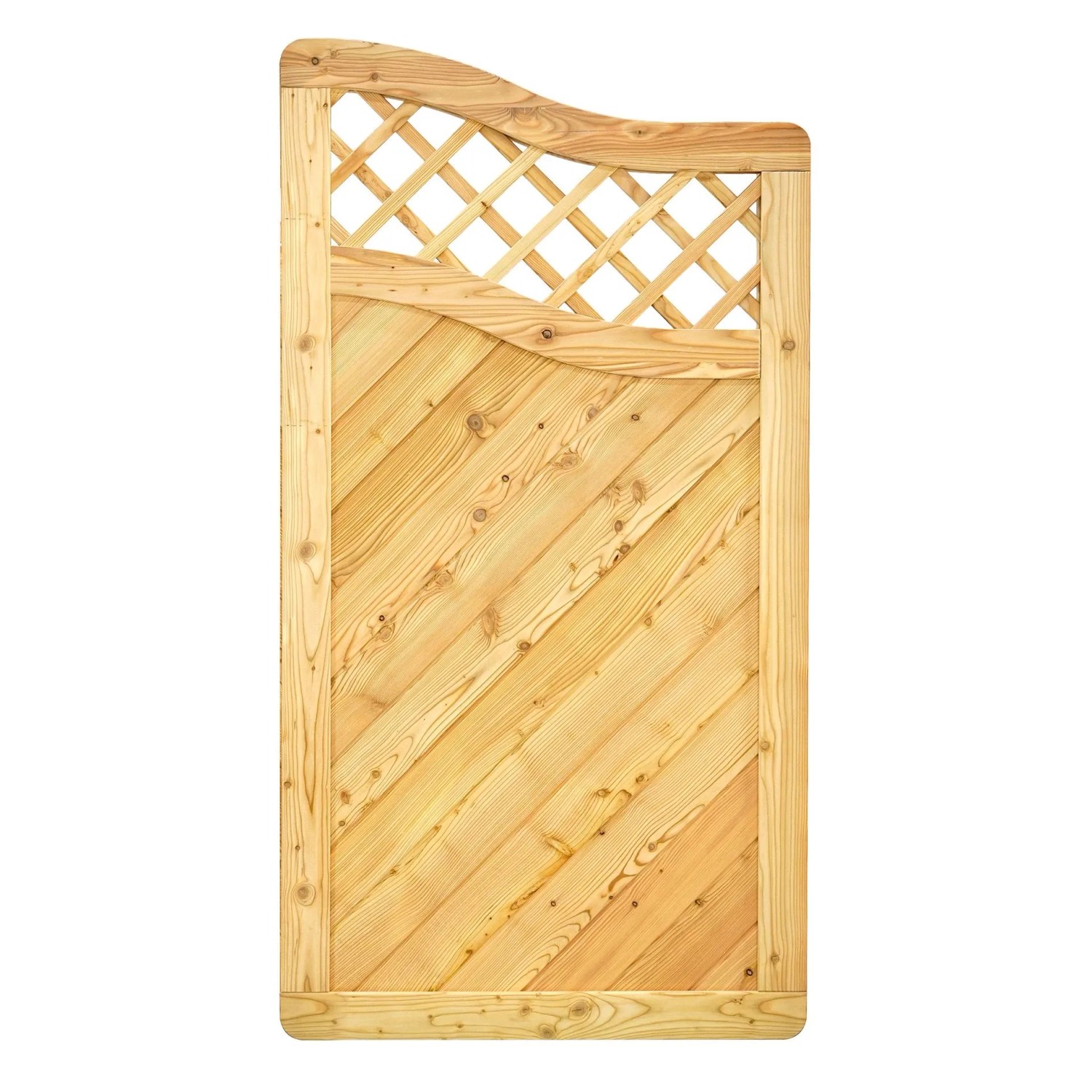 GartenLand Massivzaun NIZZA Gebogen + Rankg. 90x165 cm Holzzaun Lärche PEFC Massiver Rahmen 44x88 mm Sehr Stabil