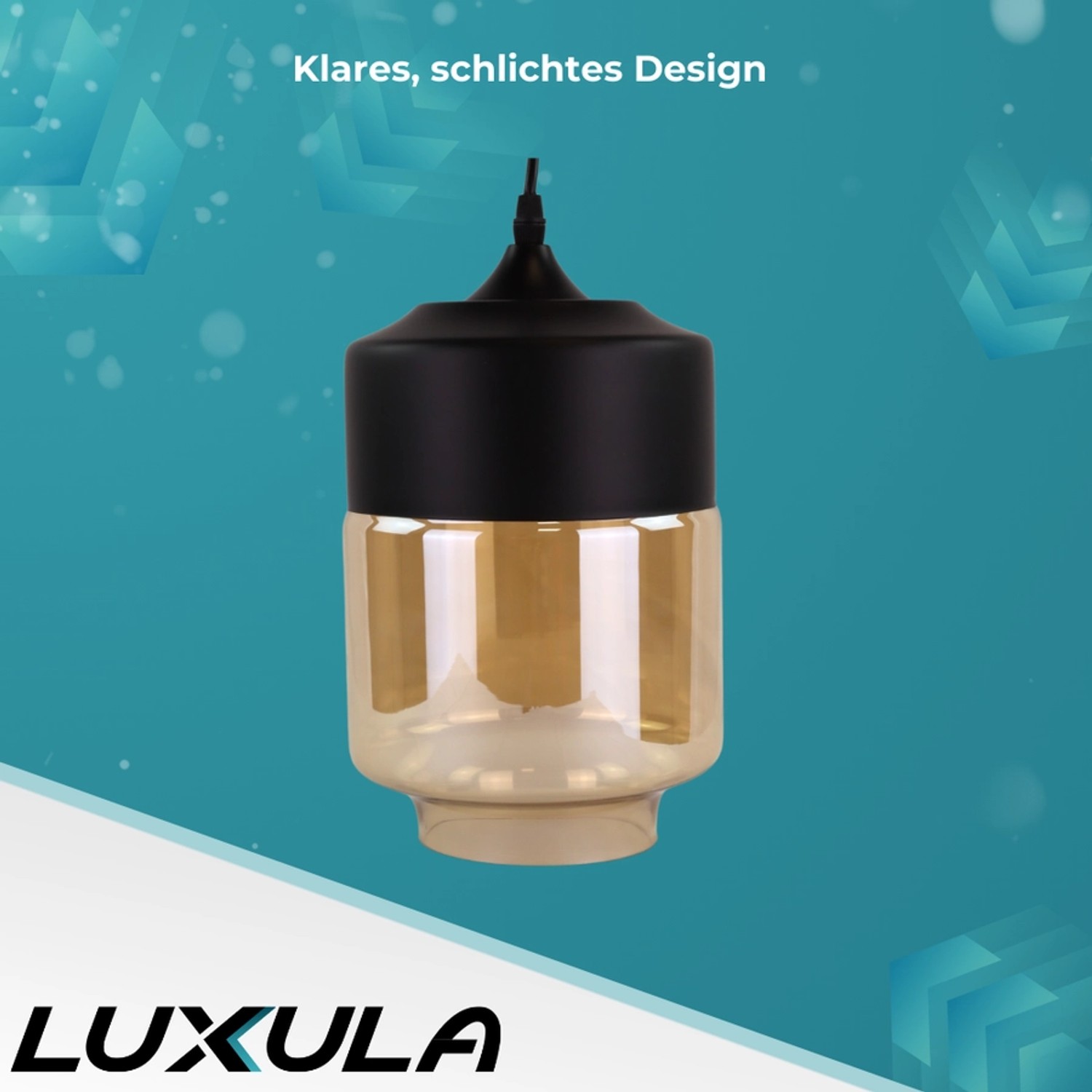 Moderne LUXULA Pendelleuchte, schwarz/transparent, Glas, E27, max. 60W. Hängelampe für Wohnzimmer & Esszimmer.