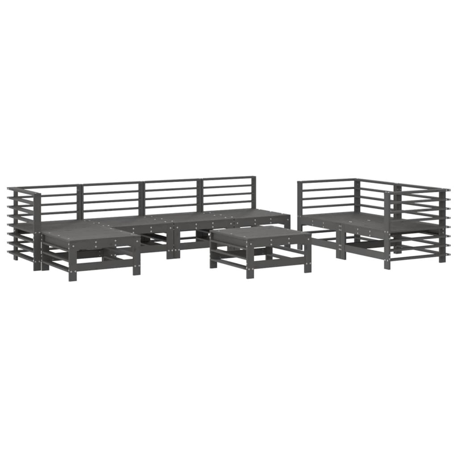 vidaXL 8-tlg Garten-Lounge-Set Grau Massivholz Kiefer Modell 14