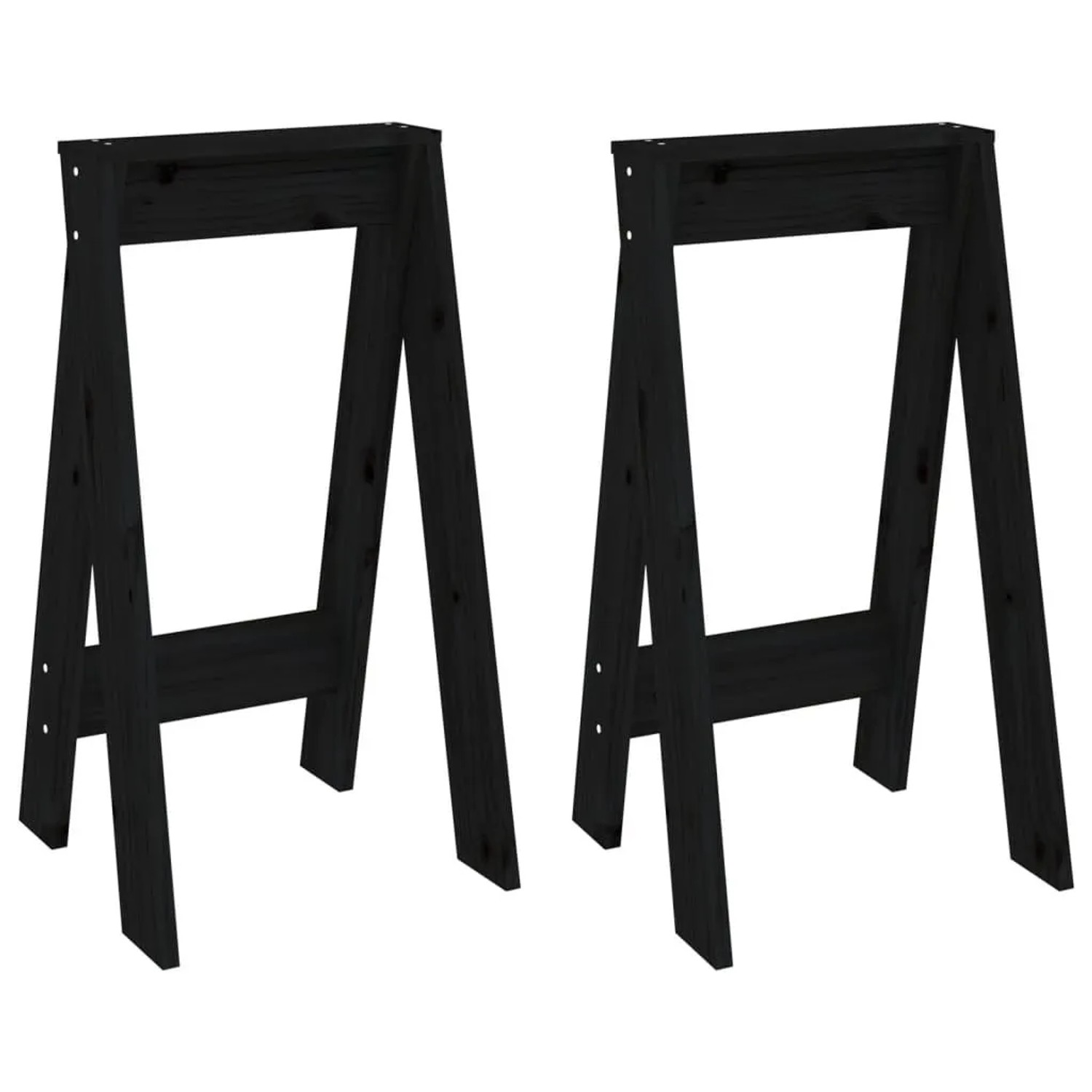 vidaXL Hocker 2 Stk Schwarz 40x40x75 cm Massivholz Kiefer 823673