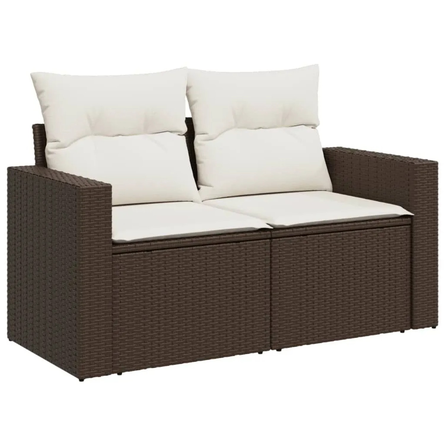 vidaXL Gartensofa mit Kissen 2-Sitzer Braun Poly Rattan 366220 günstig online kaufen