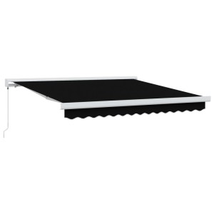 Schwarze vidaXL Einziehbare Markise 350x250 cm aus Stoff und Metall für Terrasse & Garten.