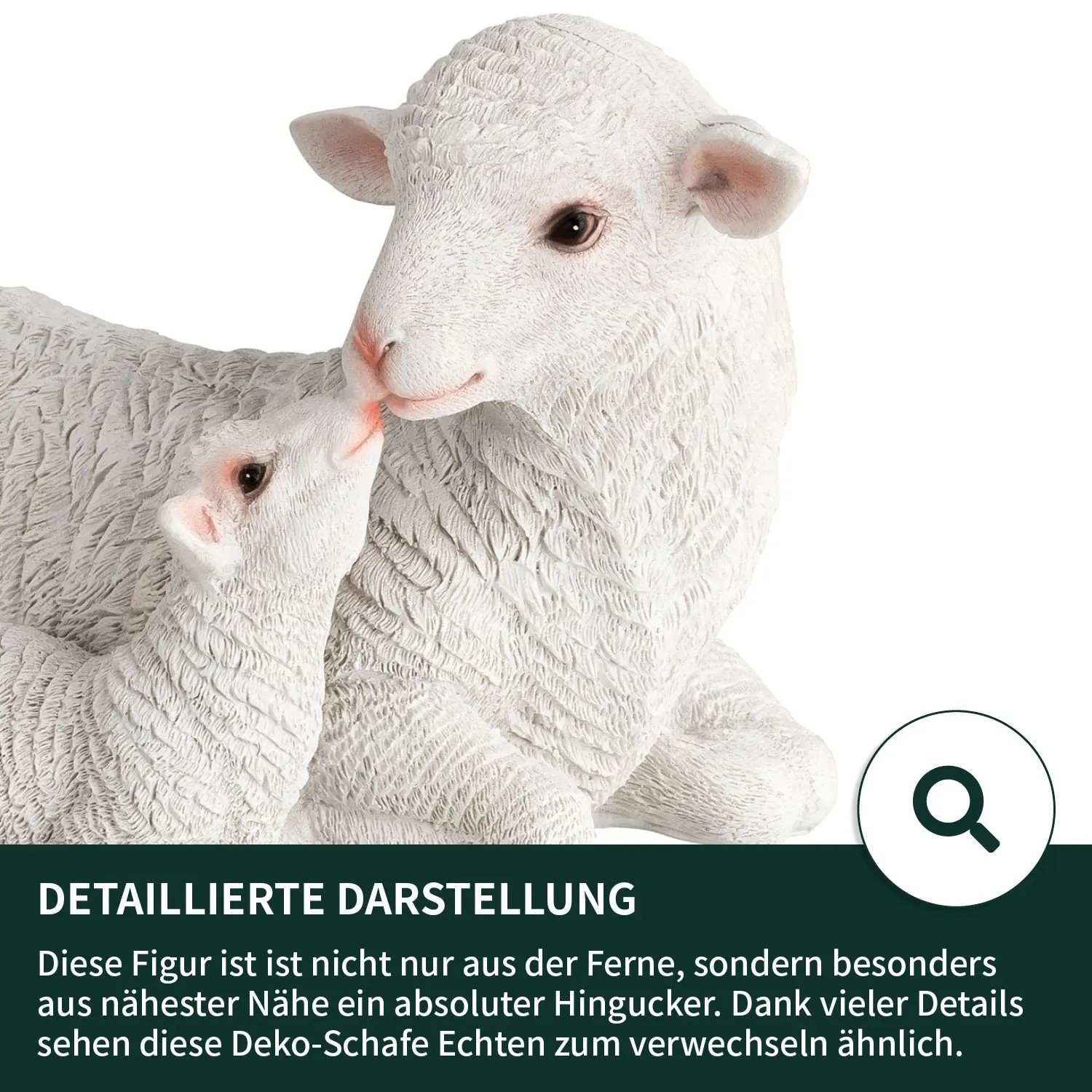 VERDOBA Dekoschafe: Schaf mit Lamm, Gartenfigur aus Kunstharz, wetterfest und detailreich.