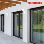Weiße Telefunken LED-Außenwandleuchte mit Sensor an einer Hauswand.