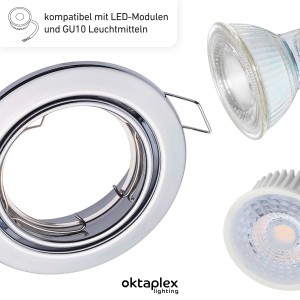 Oktaplex Dijon Deckenstrahler 12er Set, schwenkbar, für LED Module 50mm, weiß.