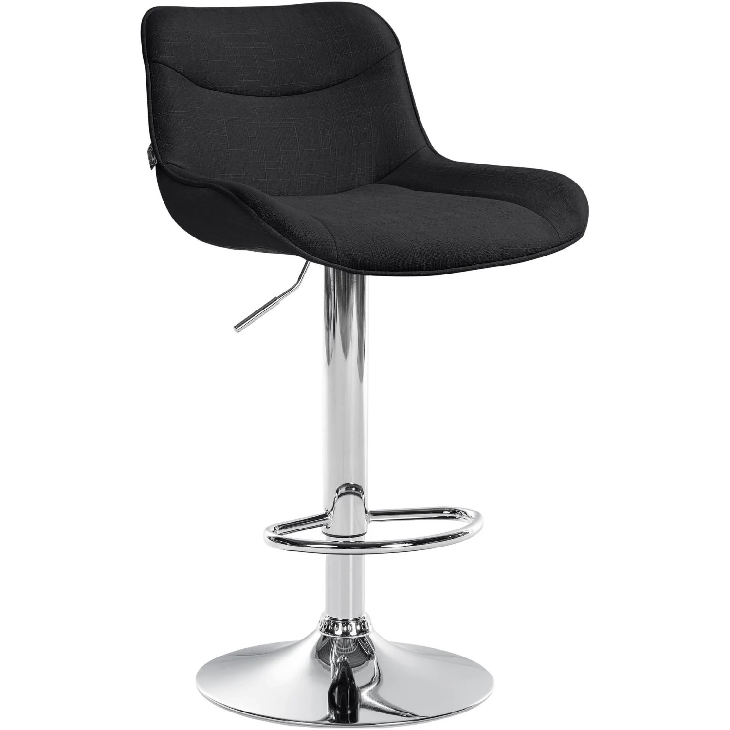 DELUKE Barhocker RAGAD Stoff Schwarz 49x51x85cm Silber Barstuhl Höhenverstellbar Mit Lehne Drehbar Tresenhocker Tresenstuhl