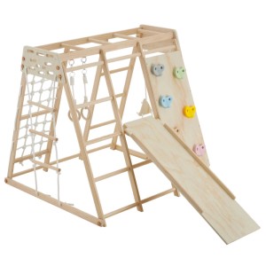 Tectake Klettergerüst Mont Blanc 8In1  Mit Klappfunktion 127 x 123 x 120 cm  123 x 127 x 120 cm Hellbraun