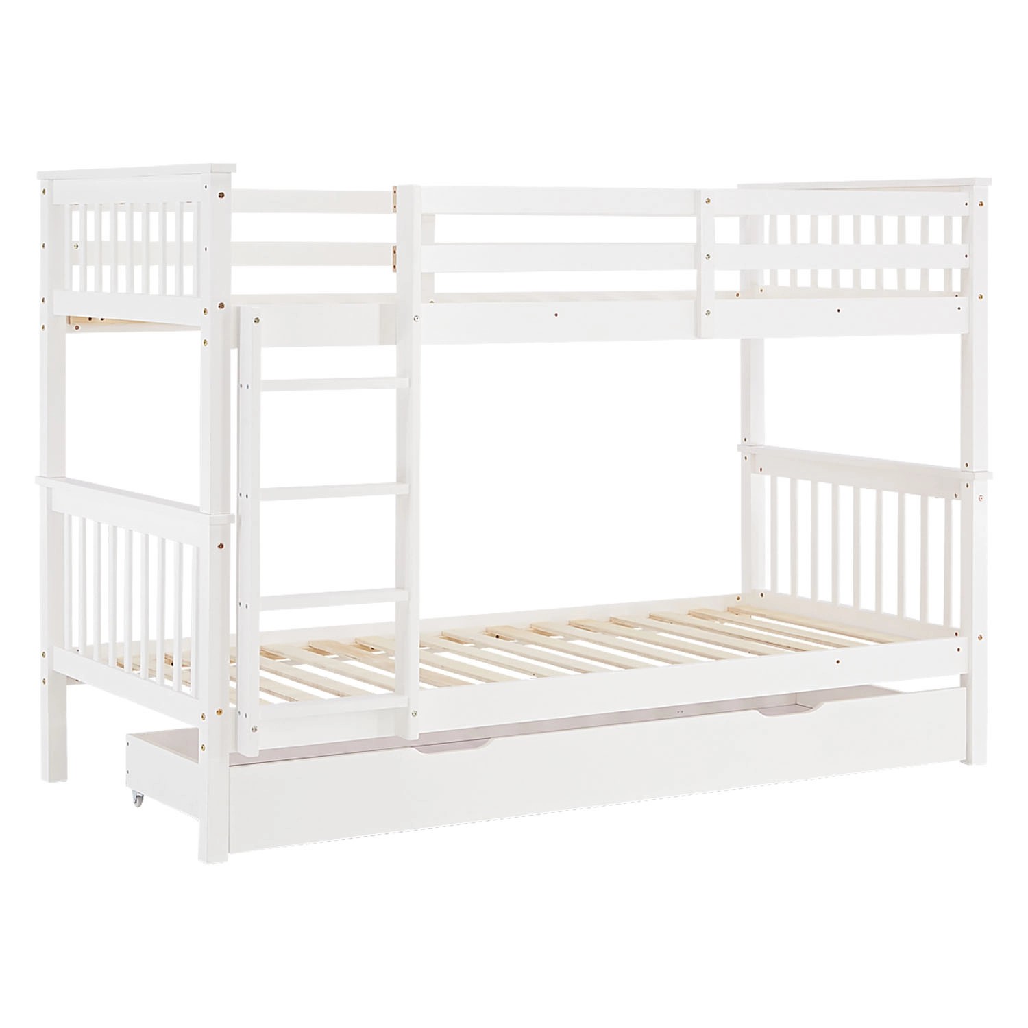 Homestyle4u Etagenbett für Kinder Hochbett mit Stauraum Weiß 90x200 cm 3051