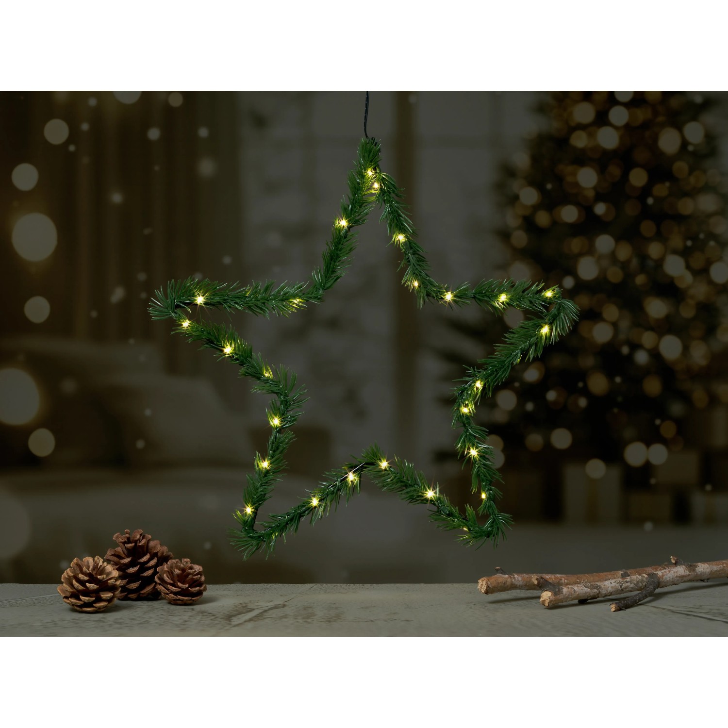 Weihnachtsstern LED mit Timer batteriebetrieben 30 LEDs Warmwei 36 x 36 cm  kaufen bei OBI