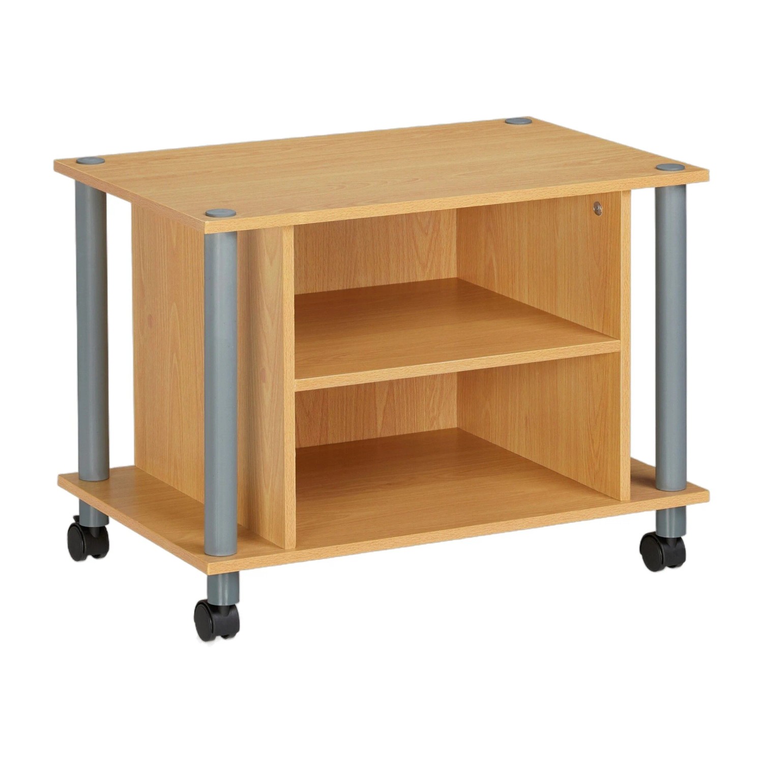 Relaxdays TV Tisch Holzoptik mit Rollen mit 2 Fächern 45 cm x 60 cm x 40 cm 8,6 kg