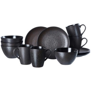 Ritzenhoff & Breker Kitwe Frühstücks-Set, 12-teilig, schwarz. Geschirr-Set mit Tassen, Tellern und Schalen.