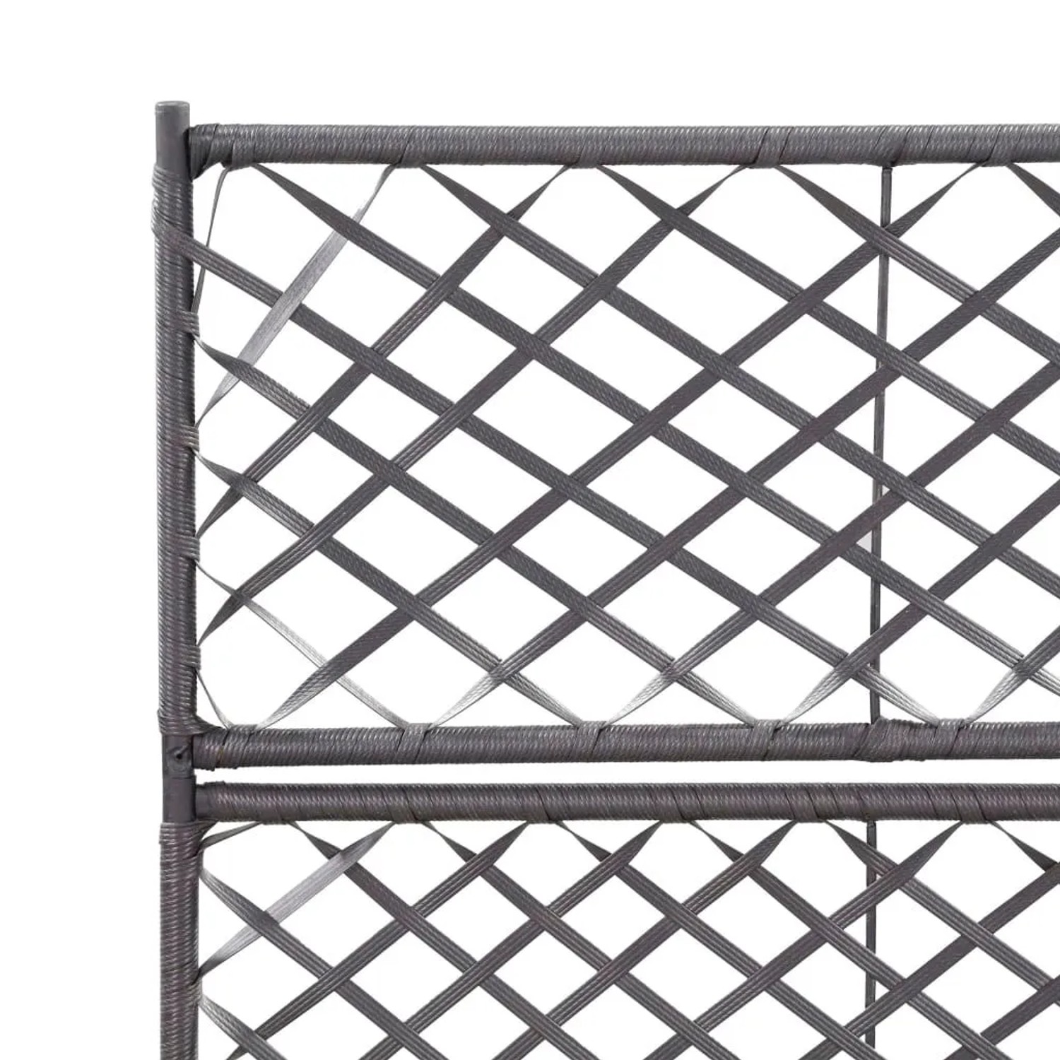 Detailaufnahme Rankgitter des schwarzen DELUKE Rankkasten Pflanzgefäß aus Rattan.