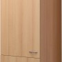 Flex-Well Geräteumbauschrank Nano, 60 cm, Buche Nachbildung. Vorratsschrank mit drei Türen und Edelstahlgriffen.