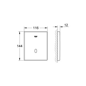 GROHE Tectron Skate Betätigungsplatte für Urinal, Chrom, 116x144 mm, mit Infrarot Sensor für automatische Spülung.