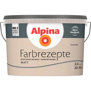 Eimer Alpina Farbrezepte Zartes Puder, matte Wandfarbe für Innen, 2,5 Liter.
