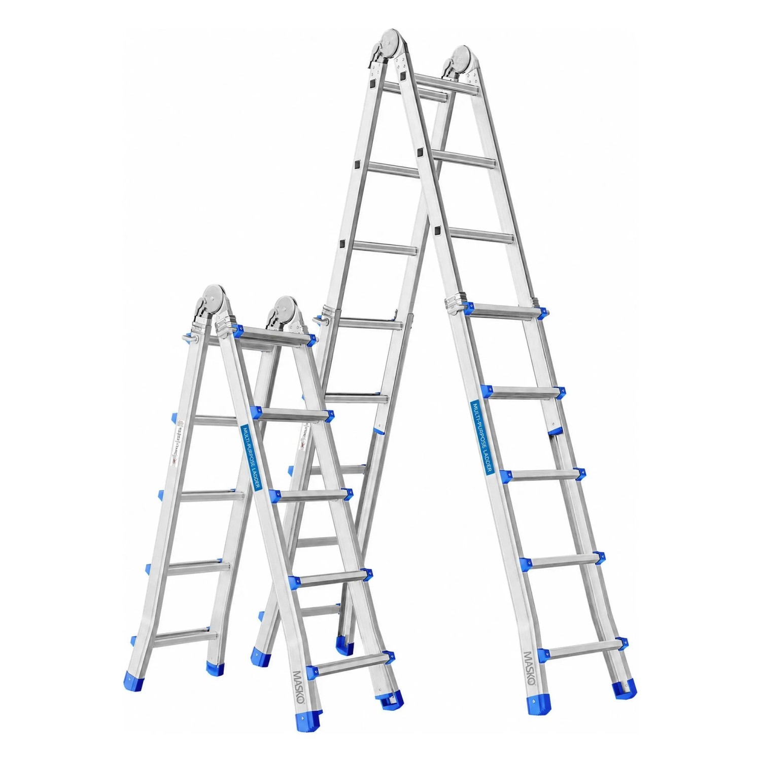 MASKO Aluminium Leiter 6 In 1 mit 4x5 Sprossen 520 cm Silber Blau