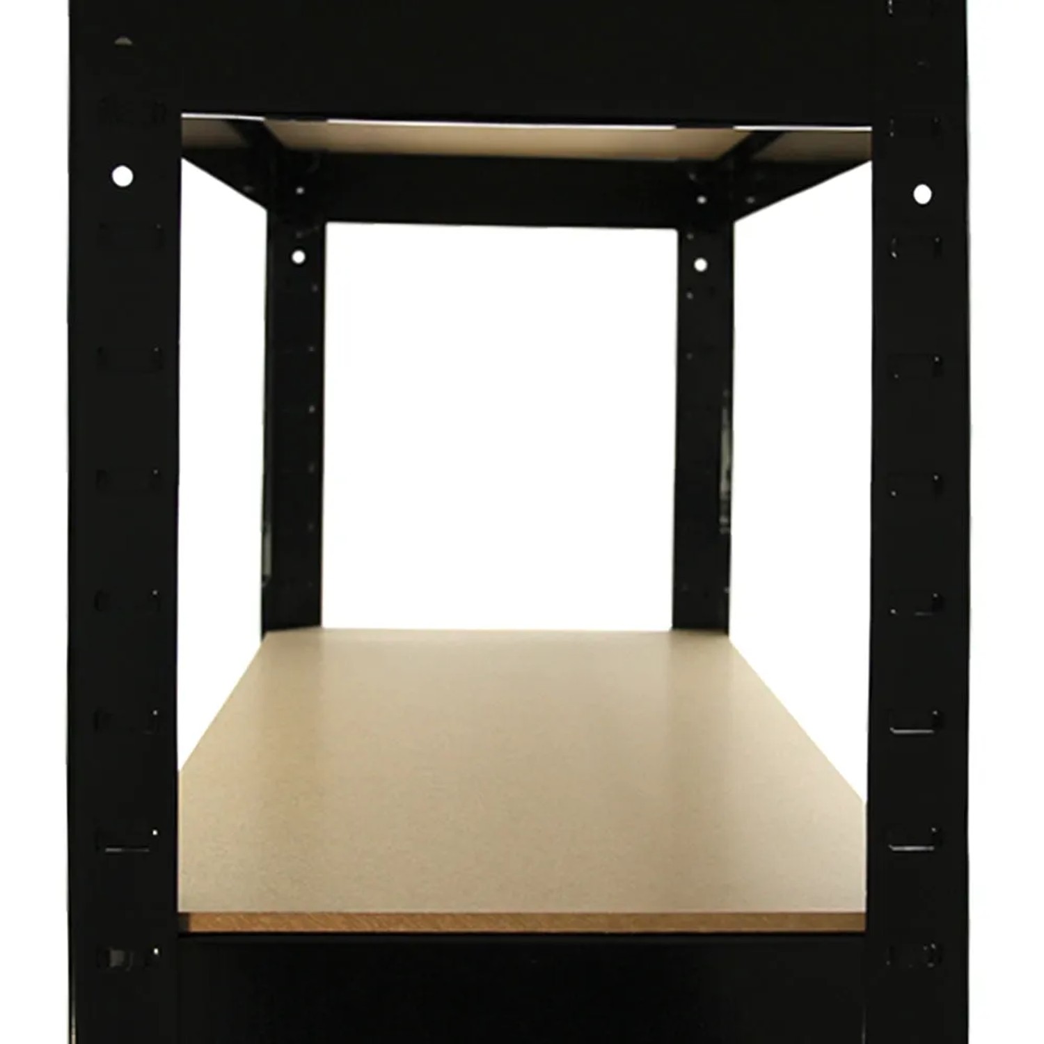 Monstershop T-Rax Lagerregal, 75cm, schwarz, mit MDF-Böden. Robustes Stahlregal für Garage und Lager.