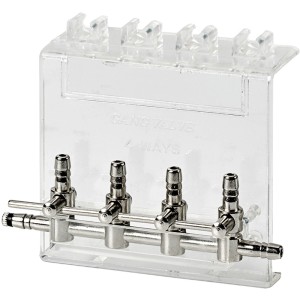 Hobby Air Control 4-Wege Luftverteiler für Aquarien, transparent mit vier Schlauchanschlüssen.