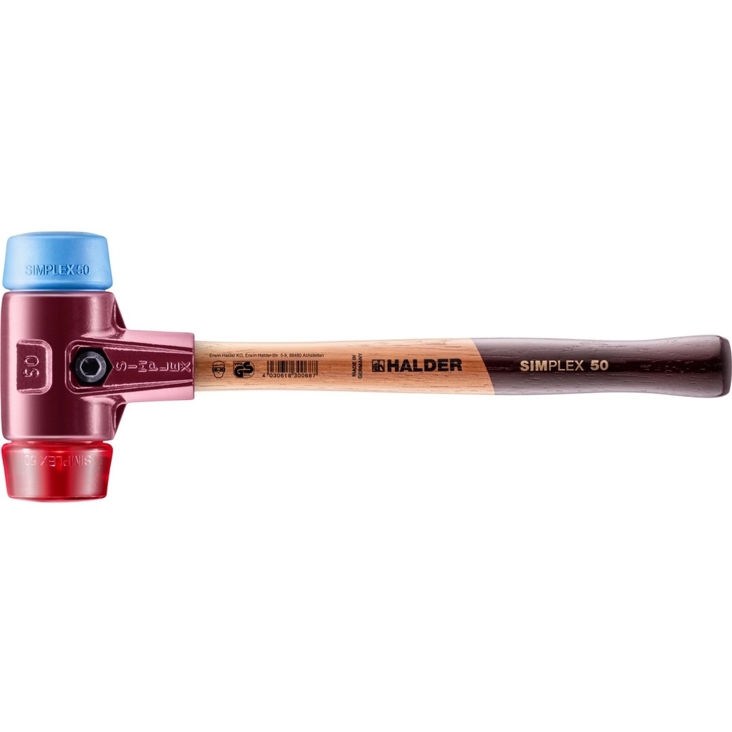 Halder Simplex Schonhammer Ø 50 mm TPE-soft Blau   Plastik Rot mit Tempergu günstig online kaufen