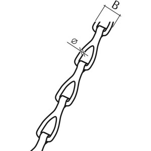 Skizze einer chromfarbenen Conacord Patentkette aus Messing, 0,4 mm x 12 mm.