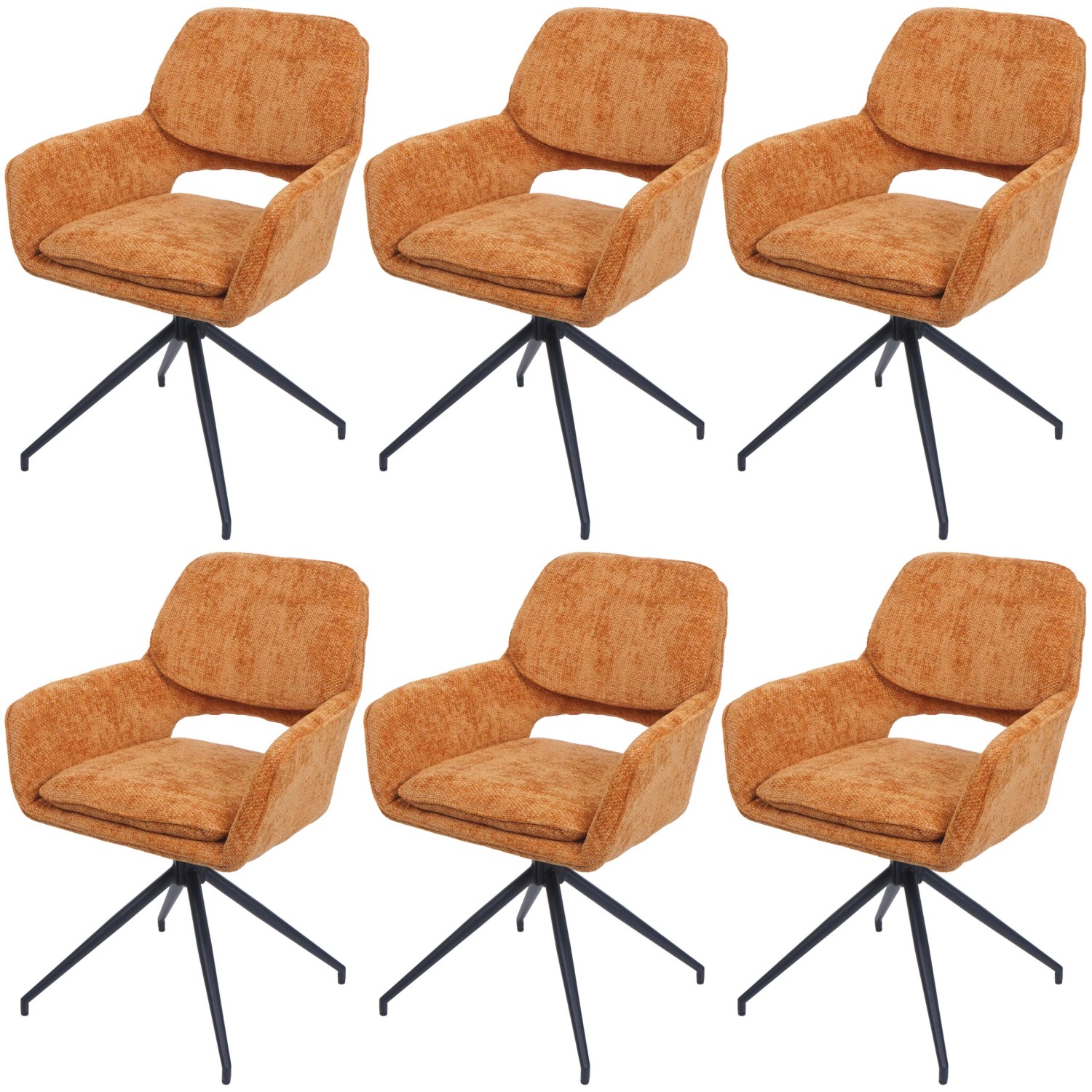 MCW Esszimmerstuhl N74 6er-Set Stoff Chenille 490g/m² Ocker-gelb günstig online kaufen