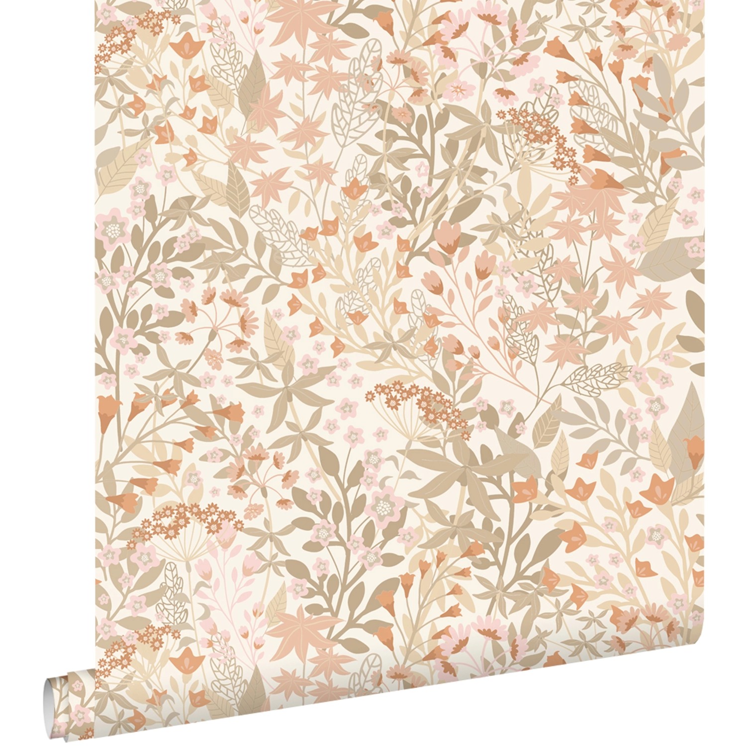 ESTAhome Tapete Feldblumen Terrakotta und Graugrün 50 x 900 cm günstig online kaufen