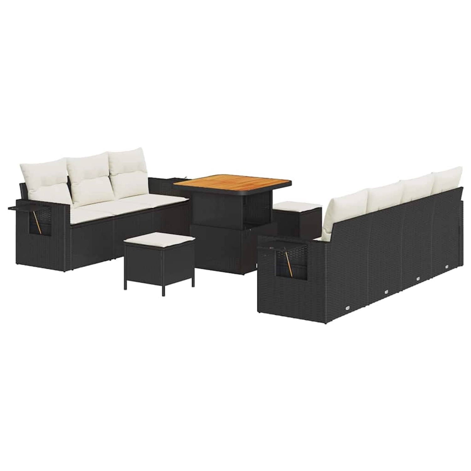 vidaXL Garten-Sofa-Set 10-Tlg Schwarz Poly Rattan 3361705 günstig online kaufen