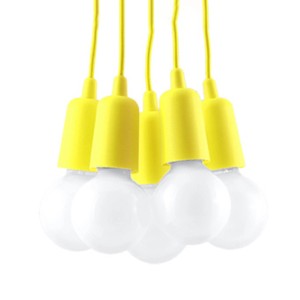 Gelbe Sollux Lighting Hängeleuchte Diego 5 mit fünf Leuchten für Lampen & Leuchten.