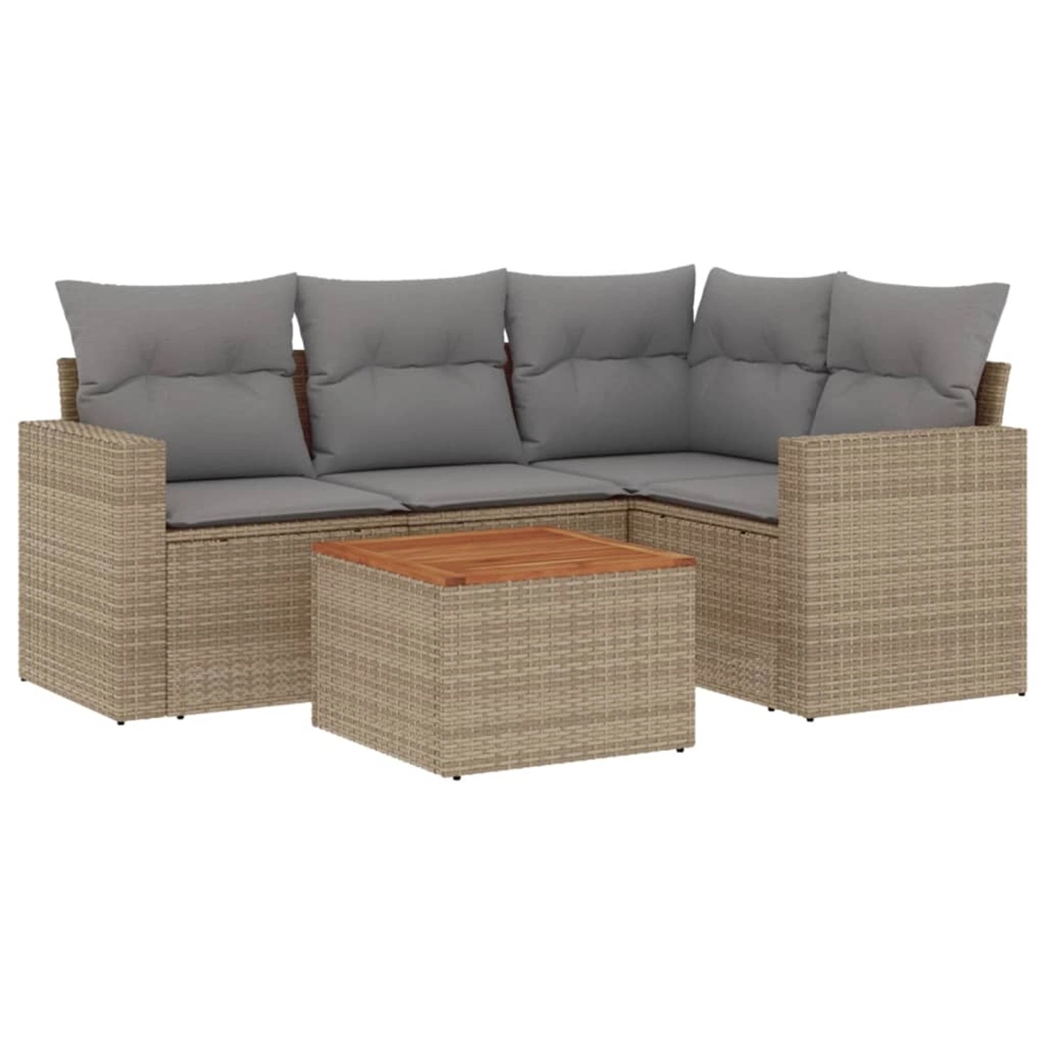 vidaXL 5-Tlg Garten-Sofagarnitur mit Kissen Beige Poly Rattan 3224106 günstig online kaufen