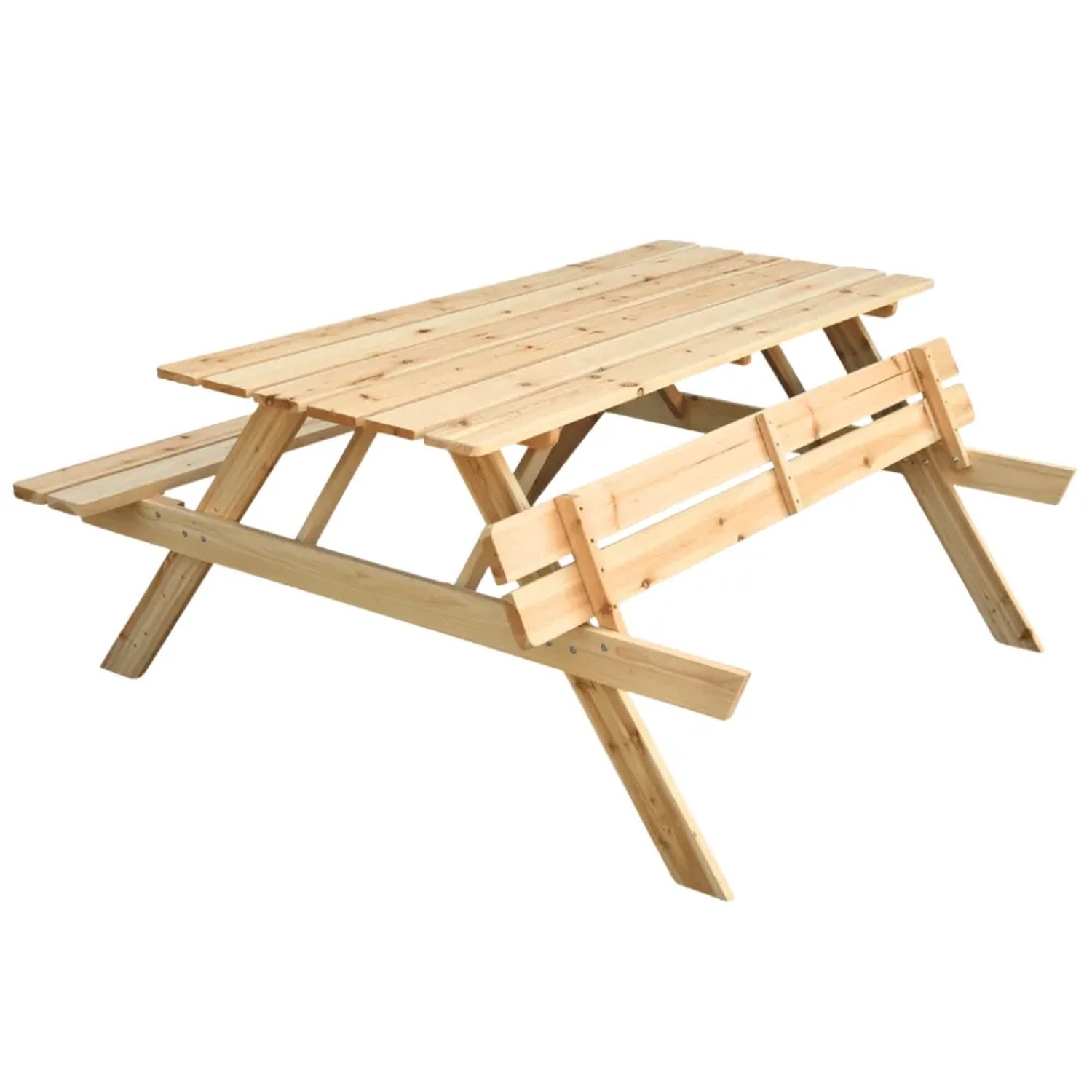 DELUKE Outdoor Picknicktisch KLEIS 170cm Massives Tannenholz Faltbare Sitze Picknickbank Sitzgruppe Aussen Bank Sitzbank Gartenbank