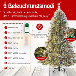 Costway Weihnachtsbaum mit Beleuchtung Scharnierstruktur & 360°180cm