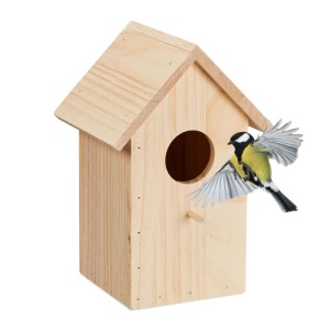 Relaxdays Nistkasten Kiefernholz Natur Aufklappbar 25,5 cm x 17 cm x 16 cm 0,6 kg
